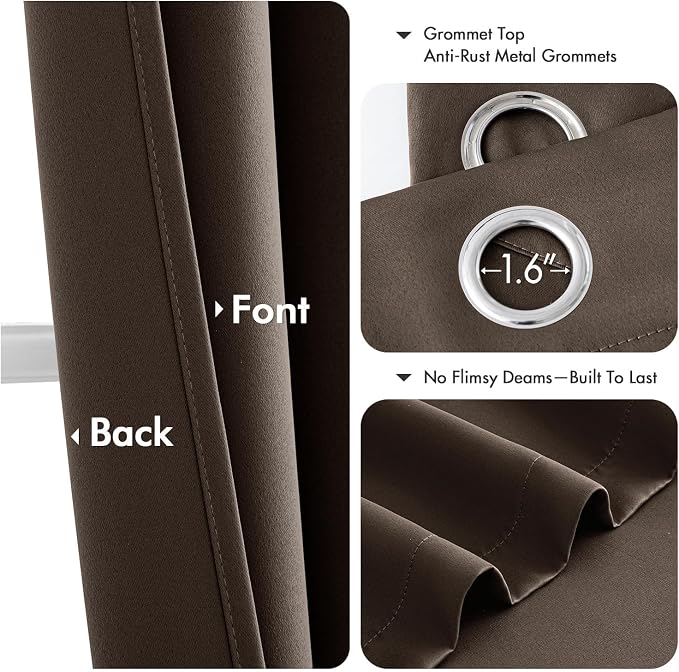 MIULEE Blackout Curtains for Bedroom 2 Panels 40"x45" Long Chocolate Brown | - Image 4