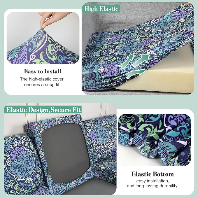 4Pcs Patio Cushion Covers Stretch Outdoor Furniture Protector Slipcovers | - Image 5