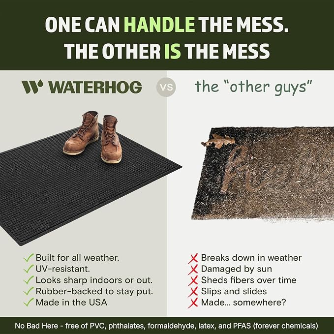 WaterHog Squares Front Door Mat Indoor Outdoor Entrance, All-Weather Mats | - Image 5