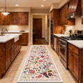 Washable Beige Red 2'6" x 10' Runners by Unknown