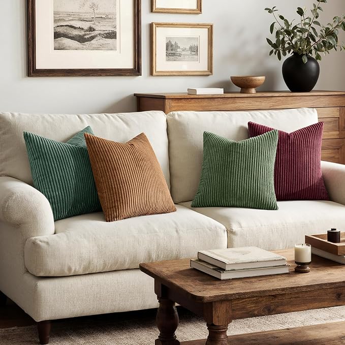 MIULEE Soft Corduroy Decorative Throw Pillow Covers Christmas Green 18x18 | Set - Image 7