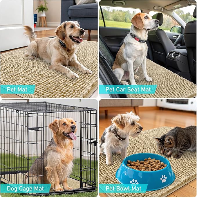 OLANLY Dog Door Mat for Muddy Paws 48x30, Super Absorbent Chenille Mud Mat | - Image 7