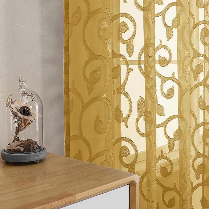 Furman Gold Sheer Curtains 96 inches Extra Long - Image 5