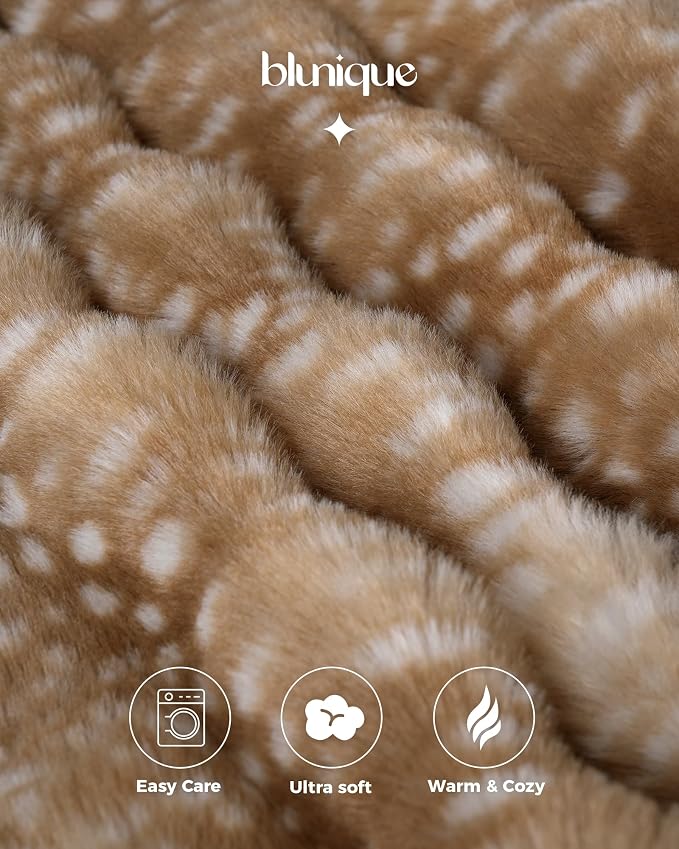 Ultra Soft Cozy Faux Fur Throw Blanket, Fuzzy Plush Thick Bubble Blanket - Image 3