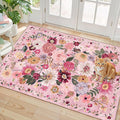 Pink Floral Rug for Entryway 2x3 Area Rug for Bedroom Kitchen | Ultra-Thin; by WelcometoBabovid