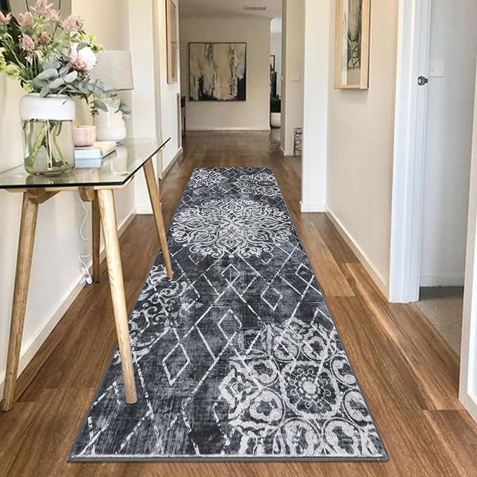 HEBE Hallway Runner Rug 2'8''x8', Washable Non Slip Kitchen Rug Runner | Soft - Image 8