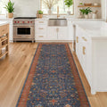 Navy Blue Runner Rug 2x7 for Kitchen, Laundry Room, Washable Non Slip Non Skid by HazoHaus