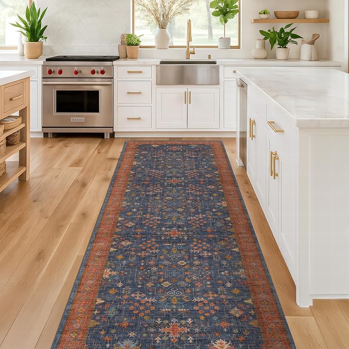 Navy Blue Runner Rug 2x5 for Hallway, Laundry Room, Washable Non Slip Non Skid - Image 6