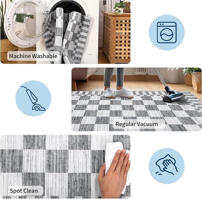 GarveeHome 2.5x8 Checkered Kitchen Runner Rug - Image 7