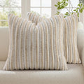 decorUhome Fall Faux Fur Throw Pillow Covers 18x18 Set of 2 Beige White | by decorUhome