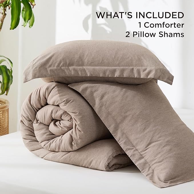 Bedsure Queen Comforter Set - Khaki Soft Bedding for All Seasons, Cationic Dyed Bed Set, 3 Pieces, 1 Queen Size Comforter (90"x90") and 2 Pillow Shams (20"x26"+2")