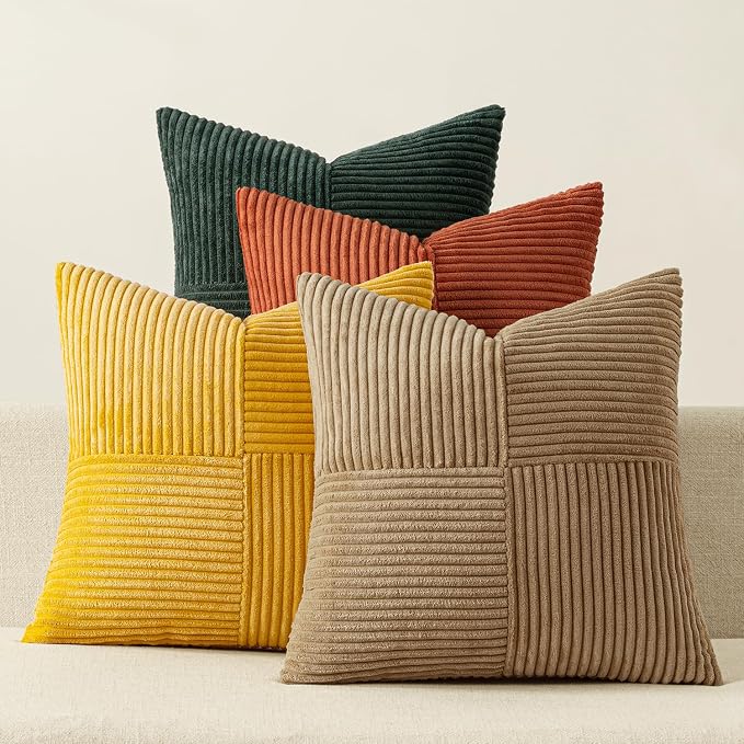 MIULEE Fall Green Rust Throw Pillow Covers 20x20 Inch Set of 4 Boho Farmhouse by MIULEE