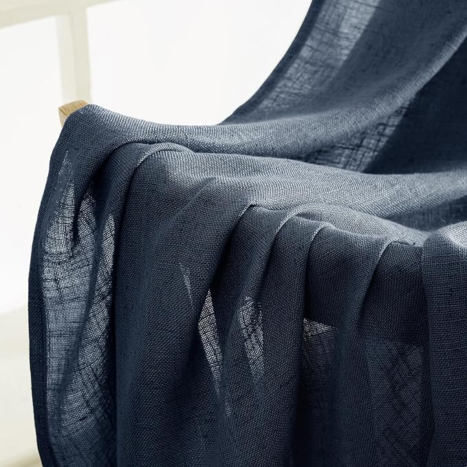 MIULEE Navy Blue Short Linen Curtains 52x45 Inch Long 2 Panels - Image 6