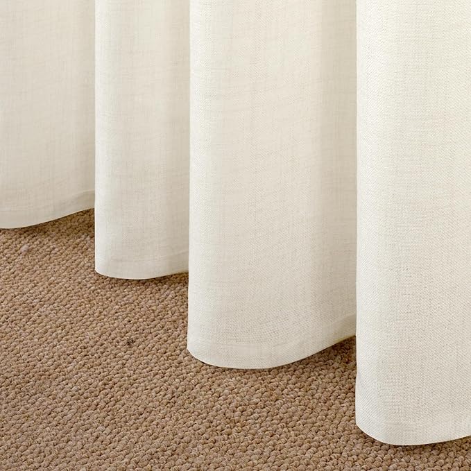 YoungsTex Ivory Linen Semi Sheer Curtains 54 Inch Length - Image 6