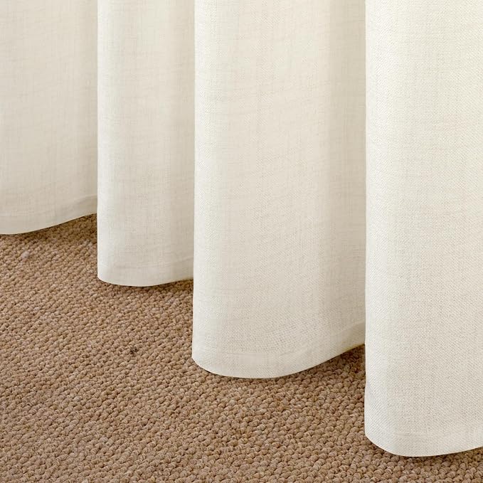 YoungsTex Ivory Linen Semi Sheer Curtains 84 Inch Length - Image 6