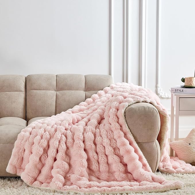 50x60 Inches Ultra-Soft Fuzzy Faux Fur Plush Throw Blanket - Image 2