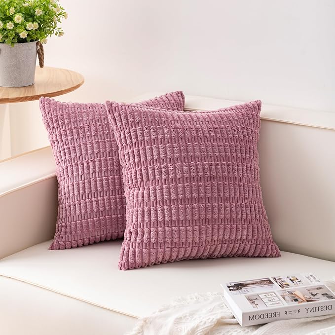 Aegero Pack of 2 Corduroy Decorative Throw Pillow Covers 22x22 Inch by Unknown