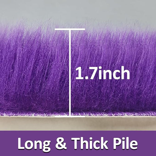 1.3ft Small Round Purple Rug, Thick Furry Fluffy Carpet - Image 2