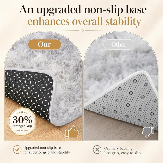 PLHXFR 8x10 Area Rugs Living Room: Fluffy Bedroom Shag Rug Light Grey | Upgrade - Image 6