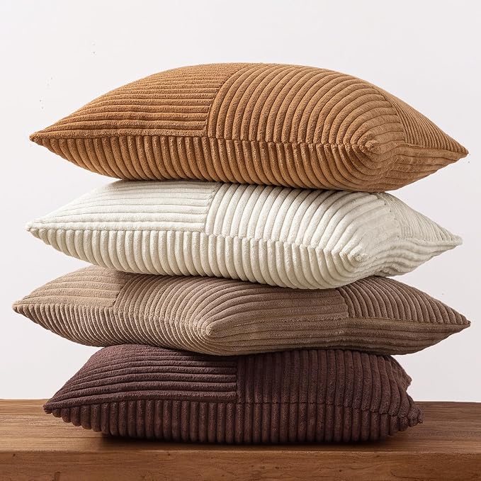 MIULEE Brown Throw Pillow Covers 20x20 Inch Set of 4 Boho Farmhouse Cushion - Image 5