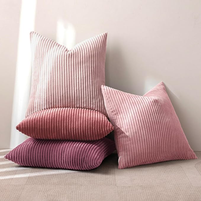 MIULEE Soft Corduroy Decorative Throw Pillow Covers Purple Pink 20x20 | Set of 4 - Image 7