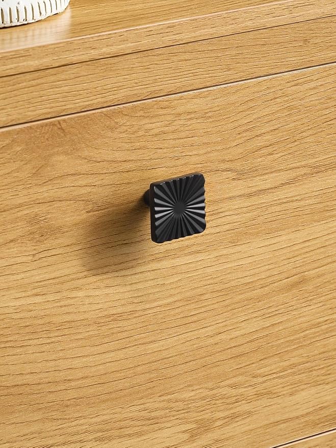 2 Pack Black Cabinet Knobs Square Drawer Pulls Bathroom Dresser Handles Hardware Zinc Alloy