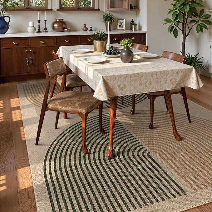Lahome Modern Rainbow 8x10 Rug, Natural Brown Easy Jute Indoor Outdoor Rug | - Image 6