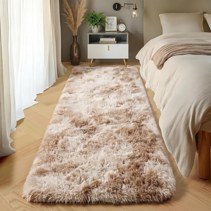 Runner Rugs for Bedroom Living Room, 2x6 Tie-Dyed Beige Hallway Area Rug | by ONASAR