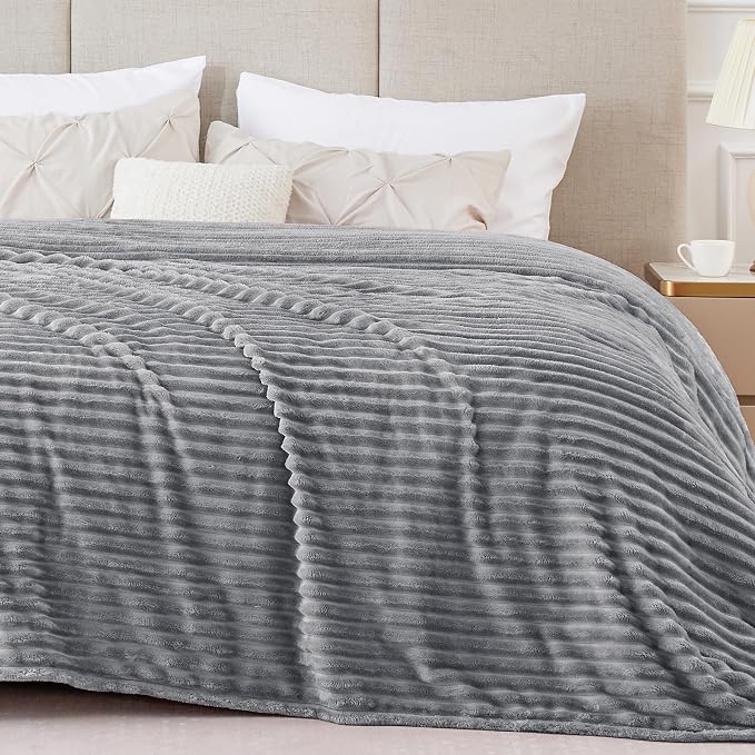 BEDELITE 3D Ribbed Jacquard Grey Blankets Queen Size by BEDELITE