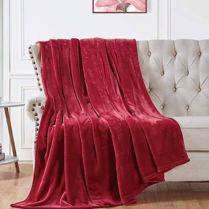 Walensee Fleece Blanket Plush Throw Fuzzy Lightweight (XL-Twin Size 66x90 Red) Super Soft Microfiber Flannel Blankets for Couch, Bed, Sofa Ultra Luxurious Warm and Cozy for All Seasons