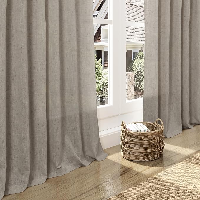 Grey Beige Curtains 90 Inches Long - Image 5