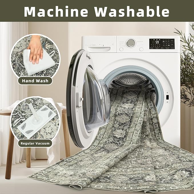 8x10 Retro Washable Area Rugs for Living Room, Dining Room, Nursery | Ultra - Image 4
