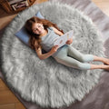 Ashler Faux Fur Rug, Fluffy Shaggy Area Rug Ultra Soft 3 x 3 Feet Round Fur by AshlerHomeDeco