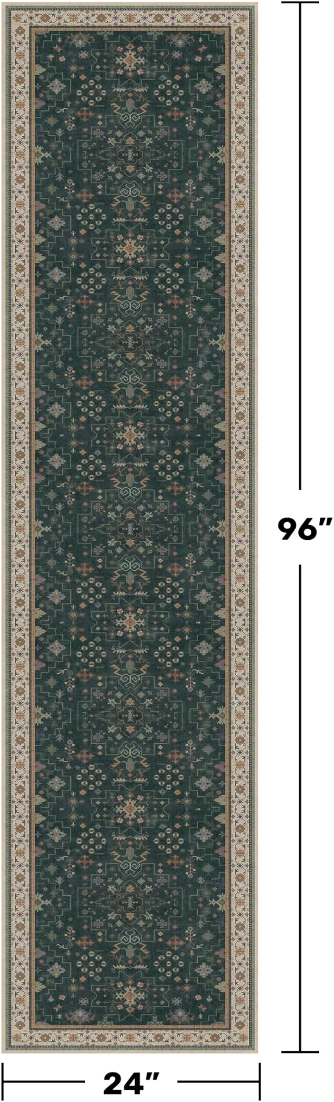 Dark Green 2x8 Non Slip Kitchen Runner Rugs - Image 2