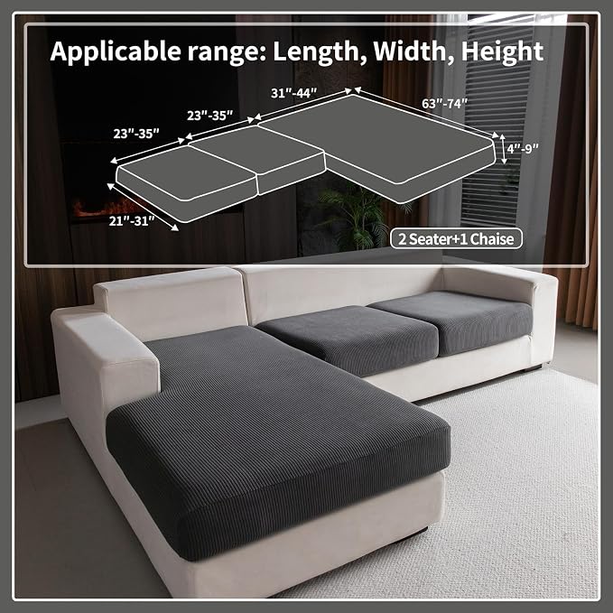 OHSIO Sectional Couch Covers, Wear Resistant Stretch Sofa Covers Washable Soft - Image 2