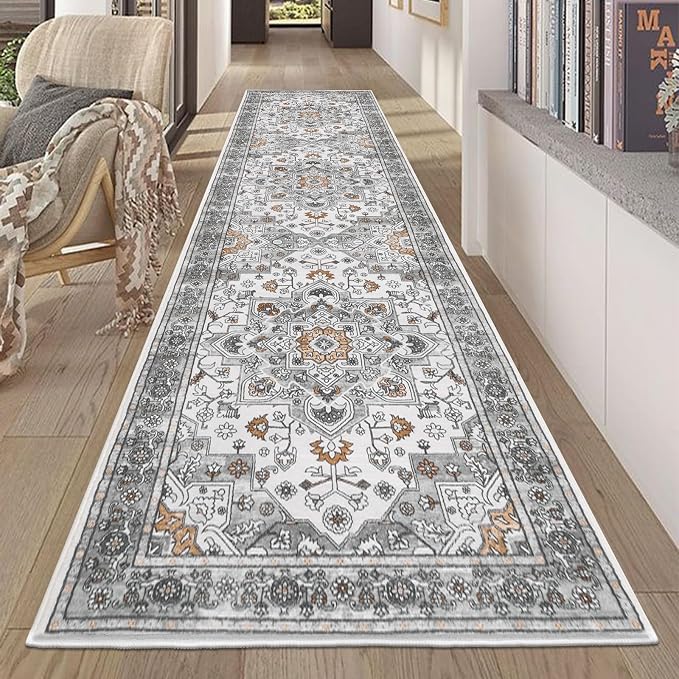 HEBE Hallway Runner Rug 2'x8', Washable Non Slip Kitchen Rug Runner | Soft Boho - Image 7