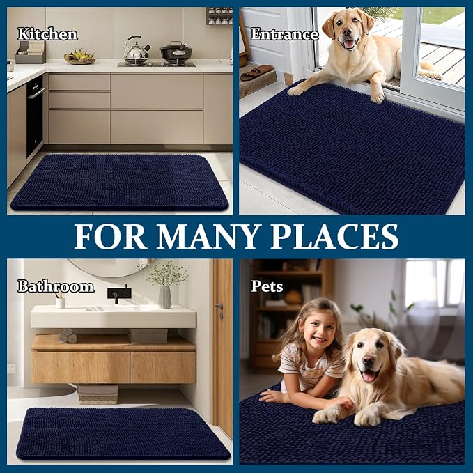 OLANLY Dog Door Mat for Muddy Paws 59x32, Super Absorbent Chenille Mud Mat | - Image 8