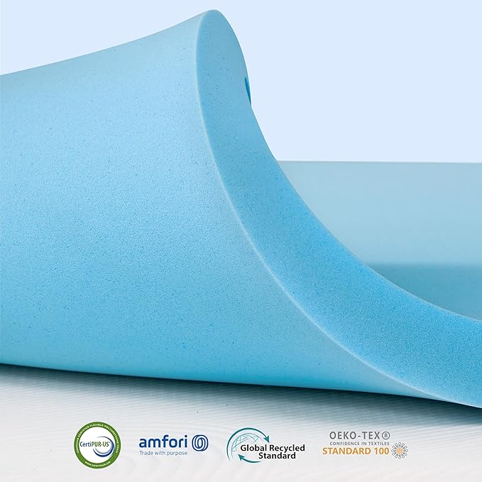 Subrtex Mattress Topper, Memory Foam Mattress Topper, Gel-Infused Memory Foam Topper for Side Stomach Sleepers, Breathable Bed Toppers (3 Inch, Full)