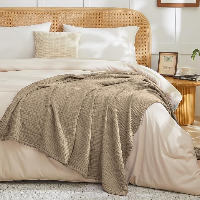 EMME Muslin Blankets for Adults Throw Blanket for Couch Breathable Gauze Soft - Image 9