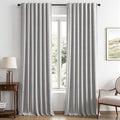 MIULEE 100% Blackout Linen Curtains 42 x 96 Inch Greyish White 2 Panels | by MIULEE