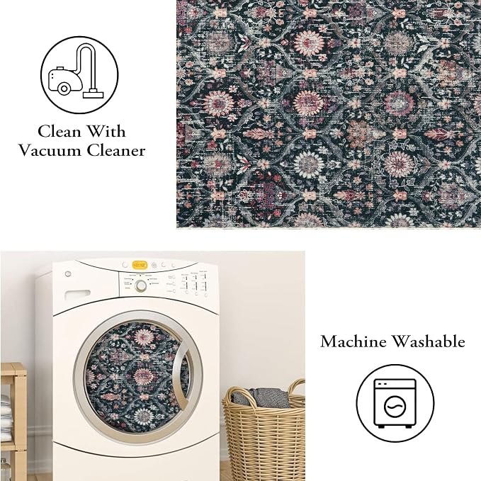Lahome Moroccan Washable Round Area Rug, Soft Round Rugs 6ft Ultra-Thin | - Image 4