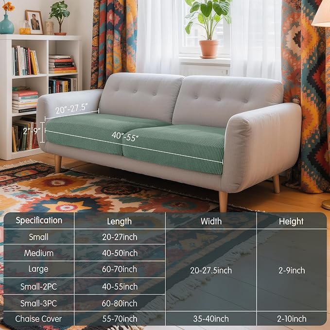 Hokway Stretch Couch Cushion Covers, 2 Piece Individual Sofa Cushion - Image 3