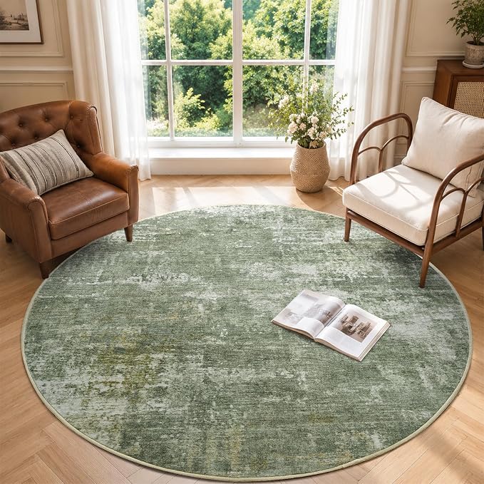 6Ft Round Area Rugs for Living Room, Soft Non-Slip Washable Rugs Modern - Image 2