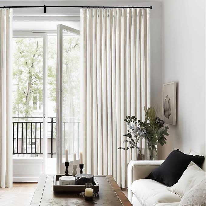 Natural Cream Linen Pinch Pleated Blackout 92 Inch Curtains - Image 7