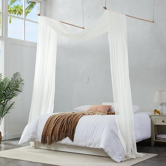 Warm Home Designs 30 Feet Long Sheer Light Beige Window Scarf. These XXL Length Valance Window Scarves 54 X 360 Inches in Size. Great as Bed Canopy or Wedding Arch Draping Fabric. AM Beige 360"