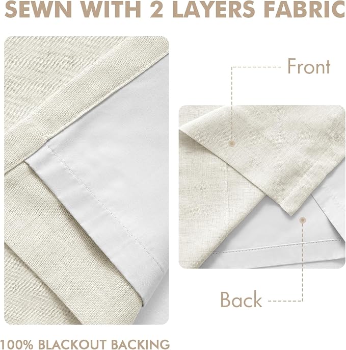 MIULEE Natural Extra Wide Pinch Pleated Blackout Curtains 60x90 Inches | Memory - Image 5