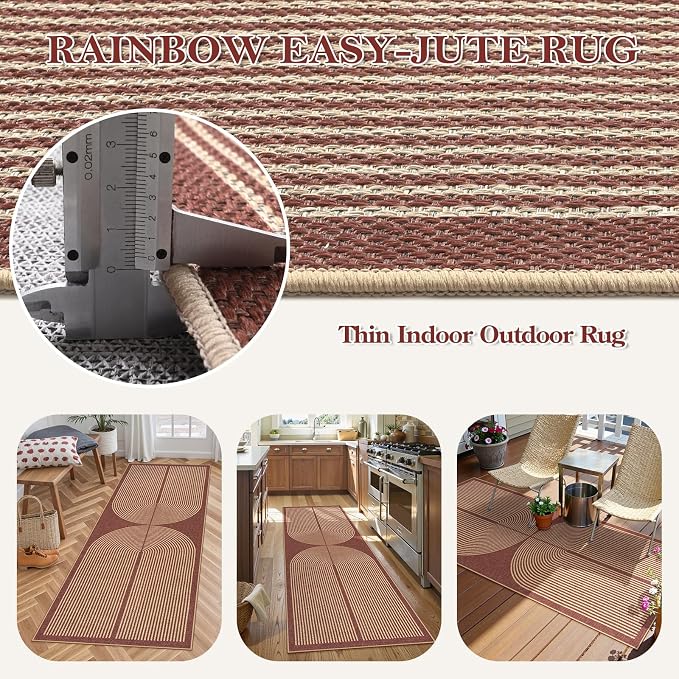 Lahome Modern Rainbow Easy Jute 2x6 Runner Rug - Image 3