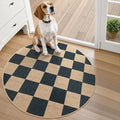 Lahome Checkered Easy Jute Entryway Rug, 3ft Round Washable Rugs Black | by Lahome