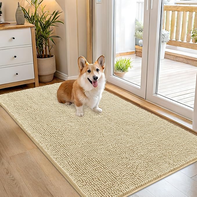 OLANLY Dog Door Mat for Muddy Paws 54x32, Super Absorbent Chenille Mud Mat | by OLANLY
