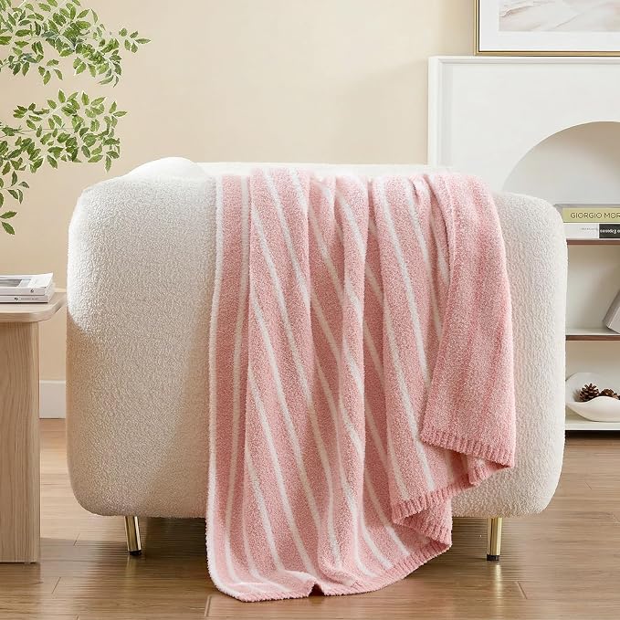 Snuggle Sac Ultra Soft Throw Blanket, Cozy Knitted Ribbed, Fuzzy Knit Striped - Image 6